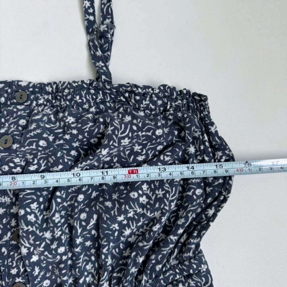 Blue Floral Sundress - Sleeveless Spaghetti Strap S - Picture 3 of 3